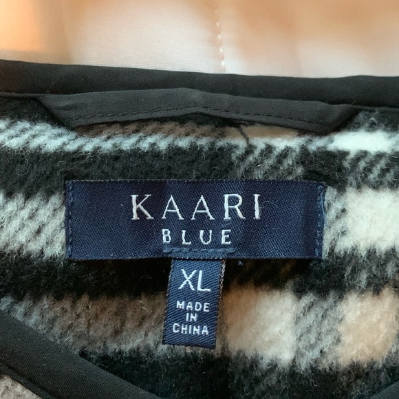 Kaari Blue XL lightweight mid length black and white cape style coat. - Picture 3 of 5